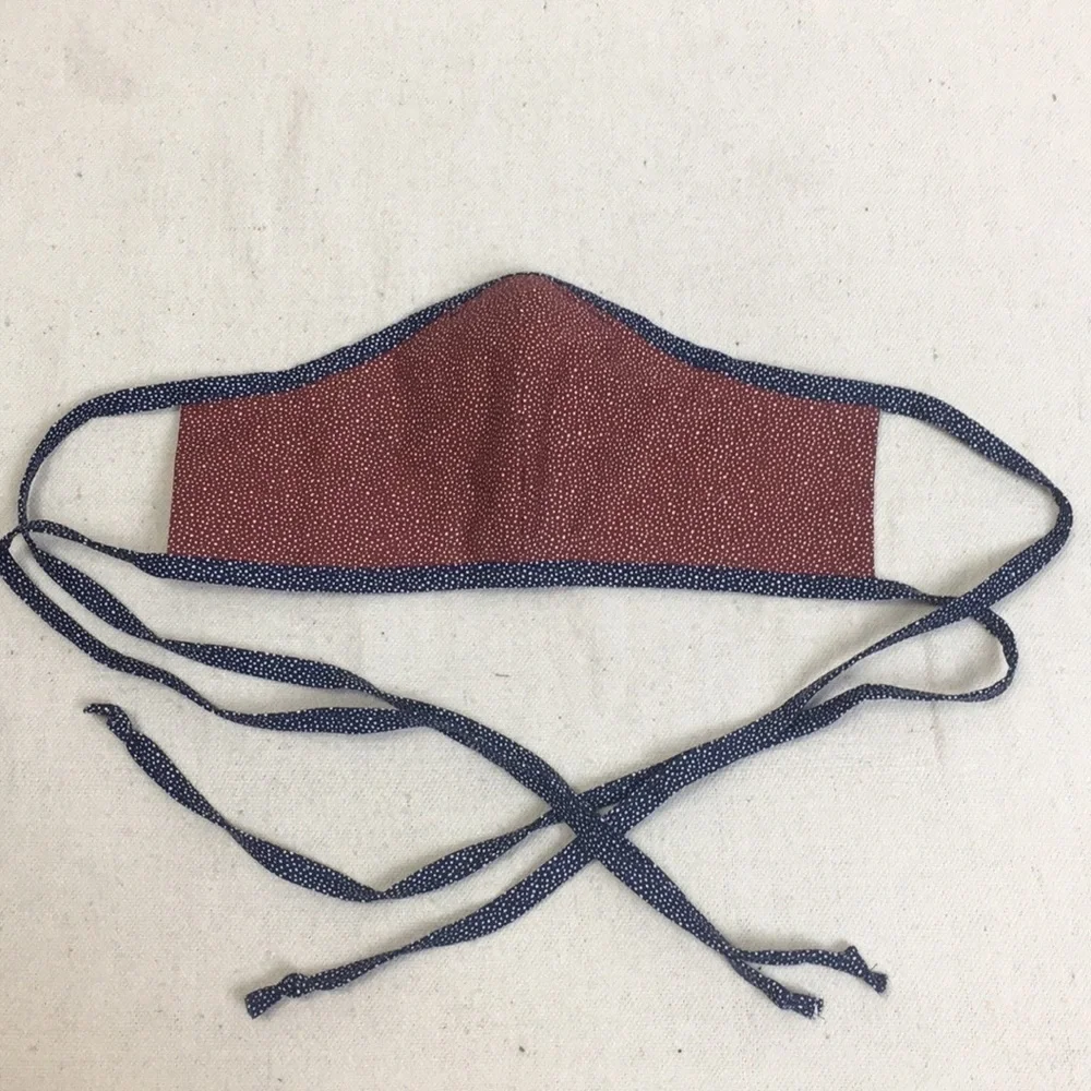 Red white and Blue 3 layer Cotton mask with ties